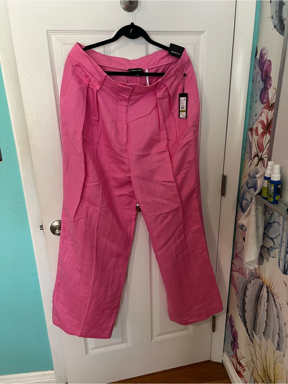Kenneth Cole Bright Pink Wide-Leg Trousers